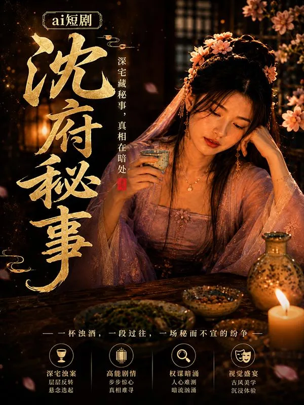 沈府秘事 沈府夜色禁忌 ai短剧 沈府情欲故事 秘事缠绵 海报