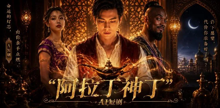 阿拉丁 神丁 AI短剧 他释放神丁后那奇妙体验让人回味无穷 海报