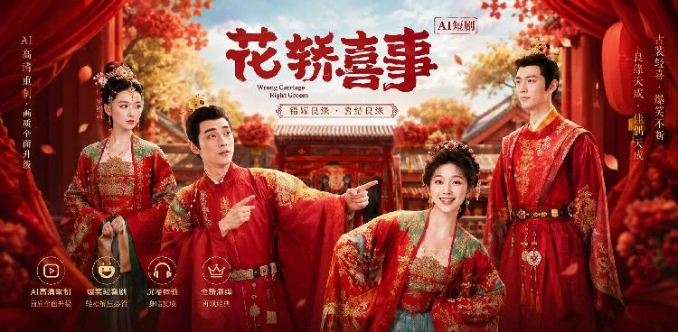 花轿喜事 田曦薇 白冰可 和 新郎在洞房里激情缠绵 ai短剧 ai成人 快来看看这部魔改版喜事有多热闹 海报