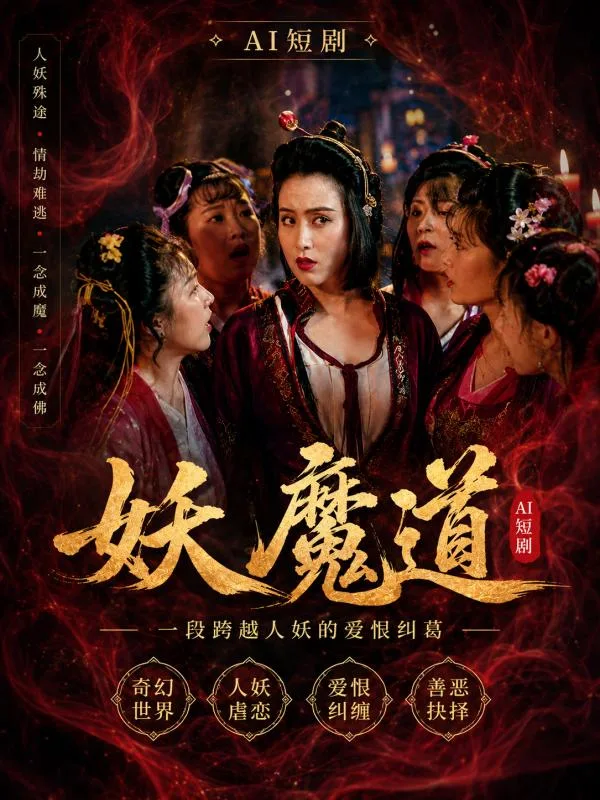妖魔道 张敏 女妖与道士肢体纠缠情欲升温 妖道暧昧戏码 ai短剧 ai成人 古风妖魔隐秘激情故事让人欲罢不能 海报